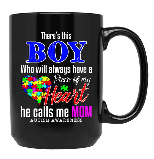 Theres This Boy Who Will Always Have A Heart He Calls Me Black Gift Coffee Mug - Black