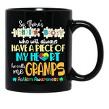 Theres This He Calls Me Gramps Autism Awareness Grandpa Black Gift Coffee Mug - Black