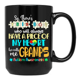 Theres This He Calls Me Gramps Autism Awareness Grandpa Black Gift Coffee Mug - Black