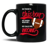 This Boy Kinda Won My Heart Black Gift Coffee Mug