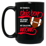 This Boy Kinda Won My Heart Black Gift Coffee Mug