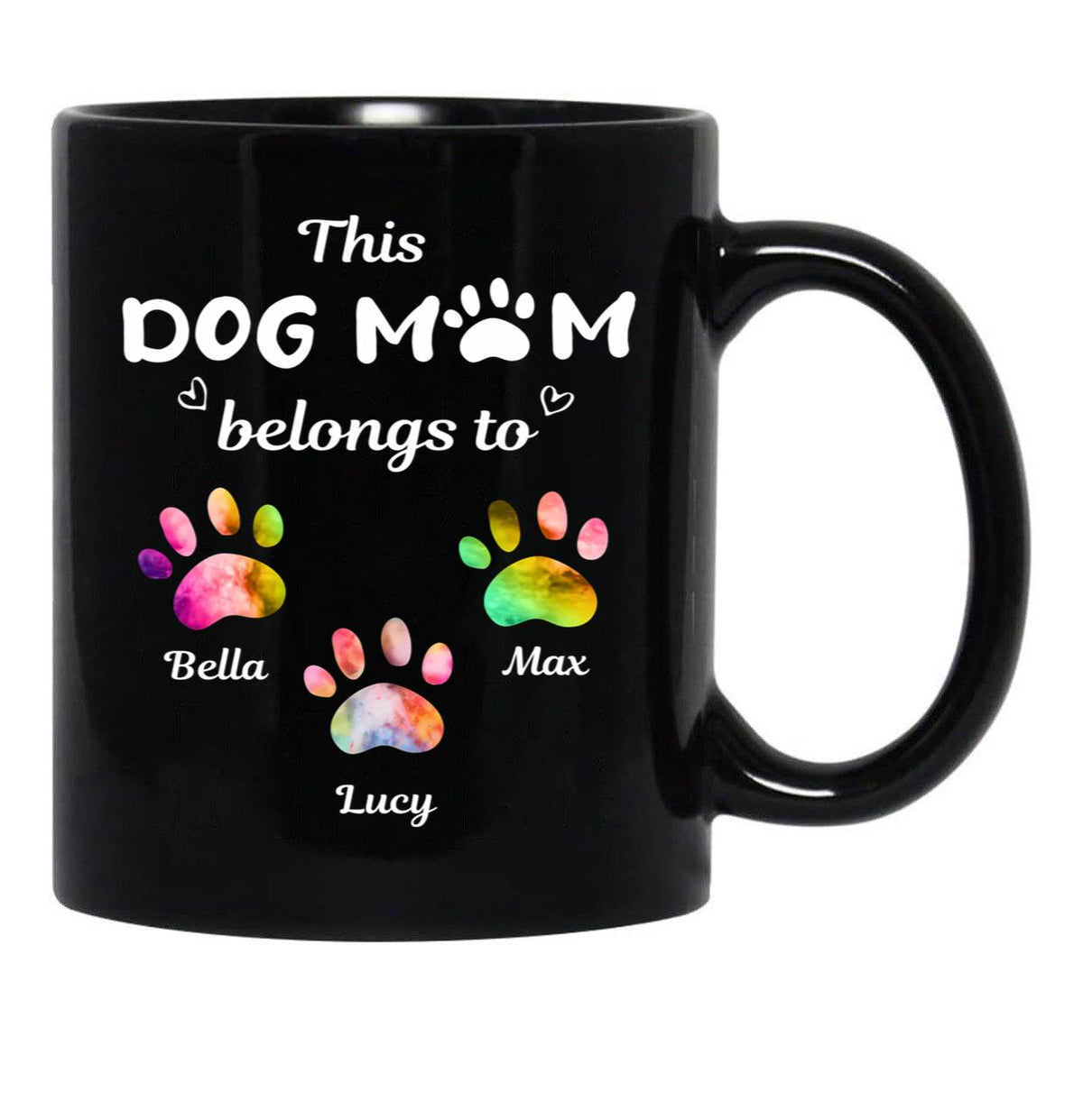 This Dog Mom Belongs To Floral Paw Dog Lovers Custom Mug Gift Black Gift Coffee Mug - Black
