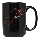 This Enchanting An Elegant Swirling Heart Created With A Fluid Glossy Texture That Gives It A Modern And Artistic Black Gift Coffee Mug - Black