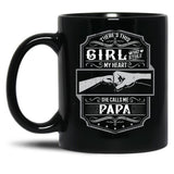 This Girl Stole My Heart She Calls Me Papa Black Gift Coffee Mug