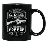 This Girl Stole My Heart She Calls Me Pop Pop Black Gift Coffee Mug - Black