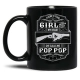 This Girl Stole My Heart She Calls Me Pop Pop Black Gift Coffee Mug