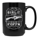 This Girl Stole My Heart She Calls Me Poppa Black Gift Coffee Mug - Black
