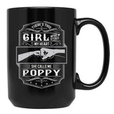 This Girl Stole My Heart She Calls Me Poppy Black Gift Coffee Mug - Black