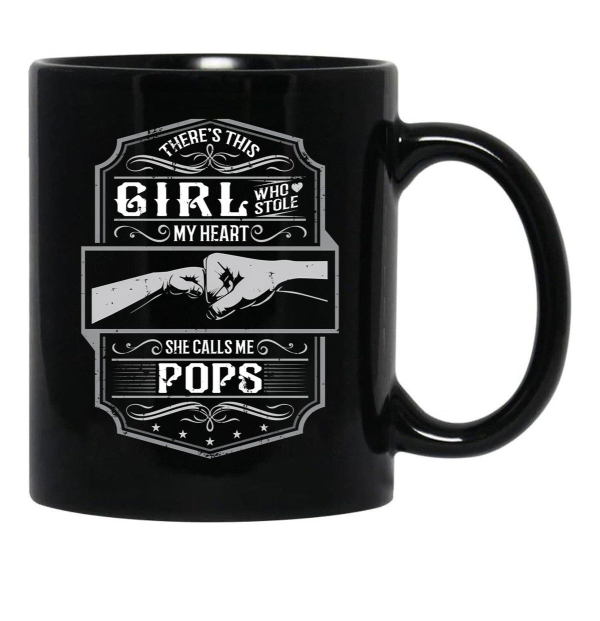This Girl Stole My Heart She Calls Me Pops Black Gift Coffee Mug - Black