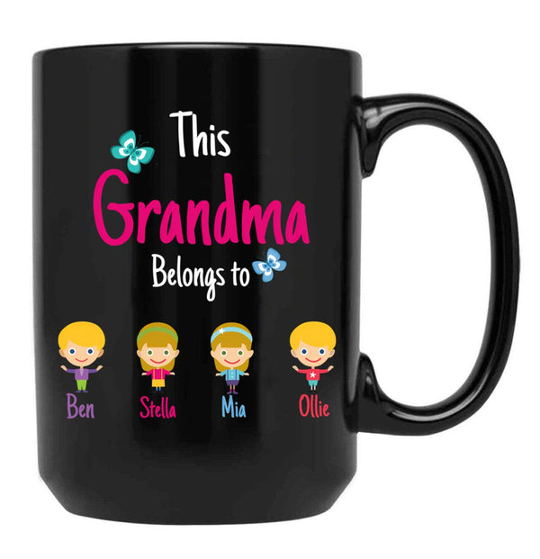 This Grandma Belongs To Ben Stella Mia Ollie Black Gift Coffee Mug - Black