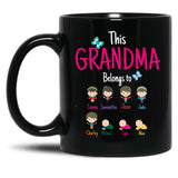 This Grandma Belongs To Emma Samantha Jesse Jadis Charley Michael Jyra Alice Black Gift Coffee Mug