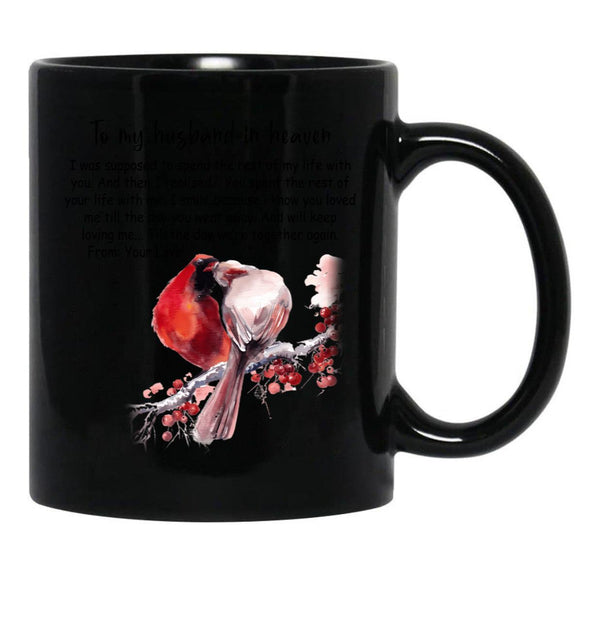 To My Husband In Heaven Black Gift Coffee Mug - Black