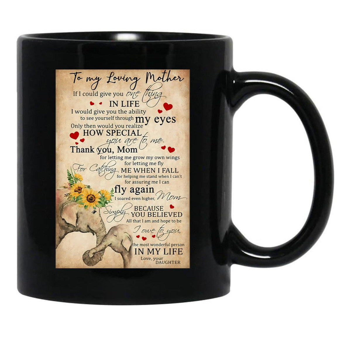To My Loving Mom Wonderful Person In My Life Black Gift Coffee Mug - Black