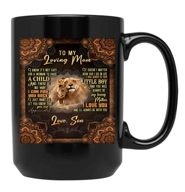 To My Loving Mom Black Gift Coffee Mug - Black
