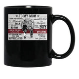 To My Mom Firefighter Poster - To My Mom I Know It'S Not Easy For A Woman To Raise A Man Black Gift Coffee Mug - Black