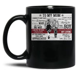 To My Mom Firefighter Poster - To My Mom I Know It'S Not Easy For A Woman To Raise A Man Black Gift Coffee Mug