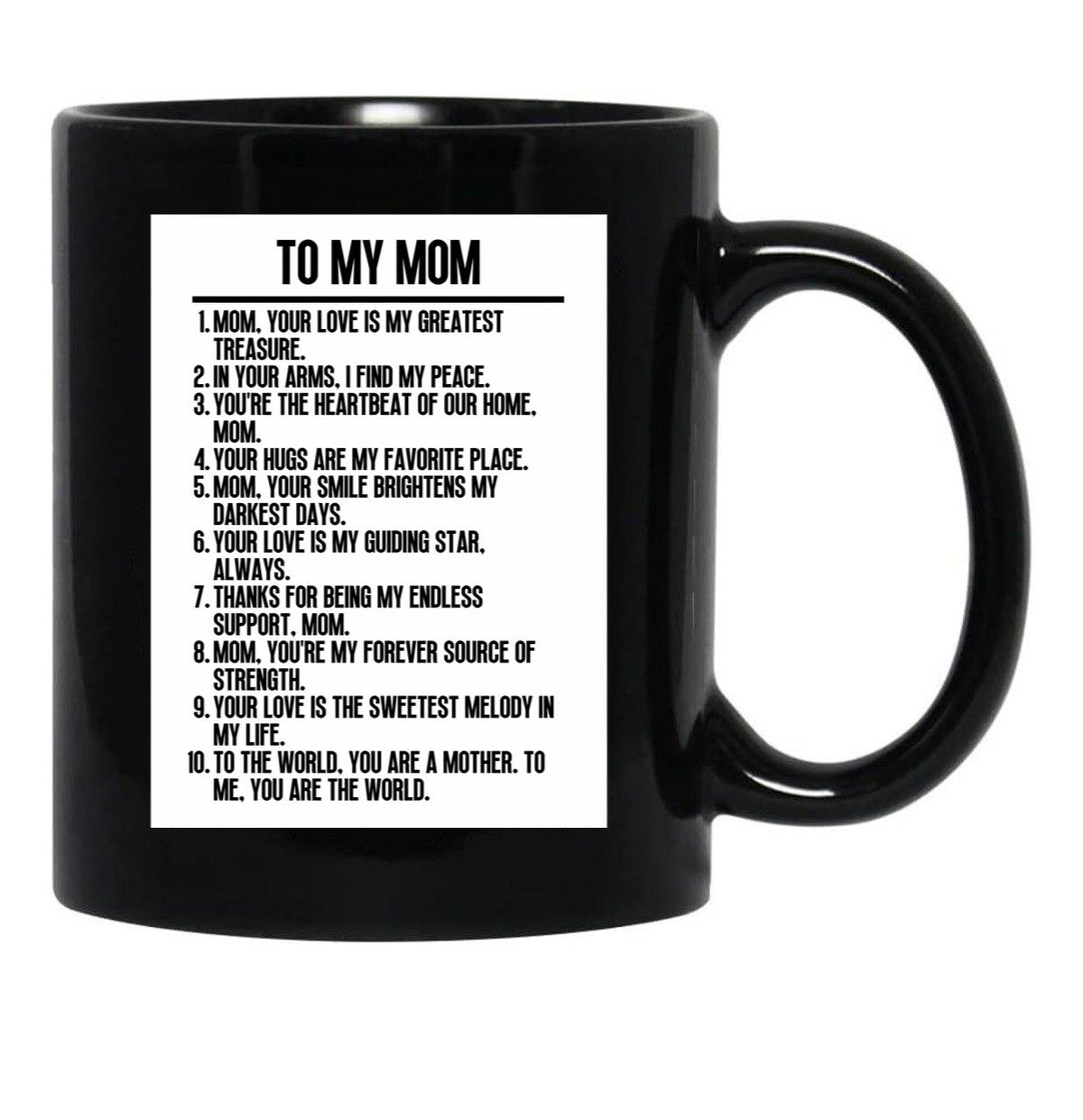 To My Mom (2) Black Gift Coffee Mug - Black