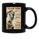 To My Son I Want You To Believe Deep In Your Heart - Dad And Son Firefighter Black Gift Coffee Mug - Black