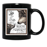 To My Son Letter Love From Dad - Dad Wolf Letter To Little Son Gift Black Gift Coffee Mug - Black