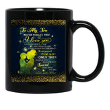 To My Son Love Mom Backgroud Stunning Glitter Black Gift Coffee Mug - Black