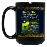 To My Son Love Mom Backgroud Stunning Glitter Black Gift Coffee Mug