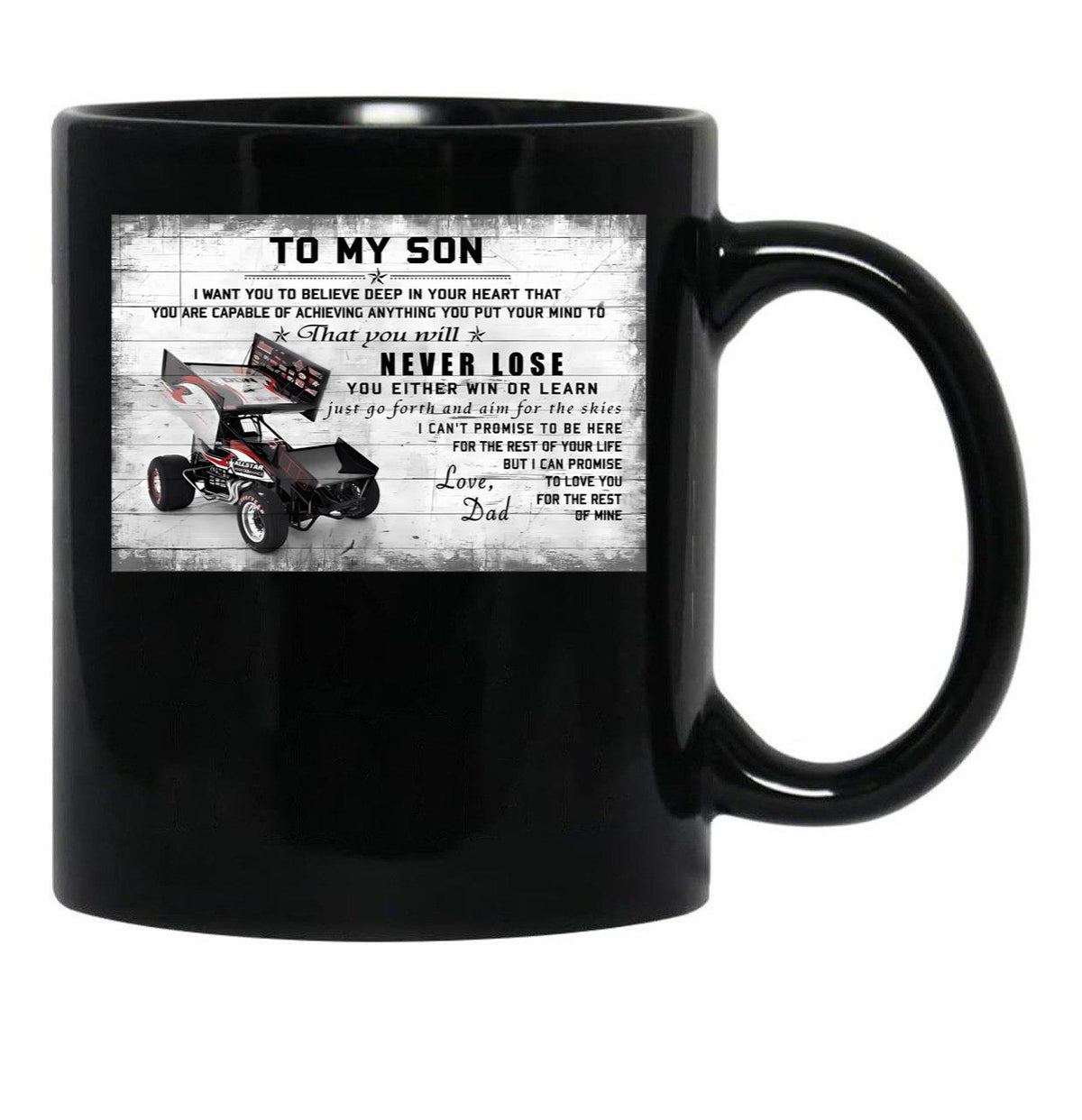 To My Son Sprint Car Racing Poster Gift - Dad And Son Sprint Car Racing Black Gift Coffee Mug - Black