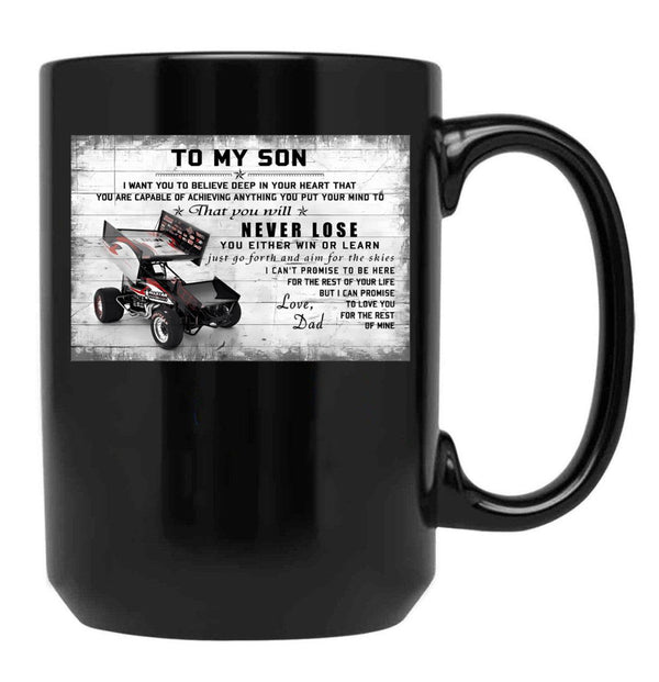 To My Son Sprint Car Racing Poster Gift - Dad And Son Sprint Car Racing Black Gift Coffee Mug - Black