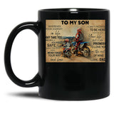 To My Son Wherever Your Journey In Life - Dad And Son Biker Dirt Bike Black Gift Coffee Mug