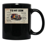 To My Son Wherever Your Journey In Life - Dad And Son Hot Rod Car Black Gift Coffee Mug - Black