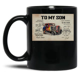 To My Son Wherever Your Journey In Life - Dad And Son Hot Rod Car Black Gift Coffee Mug