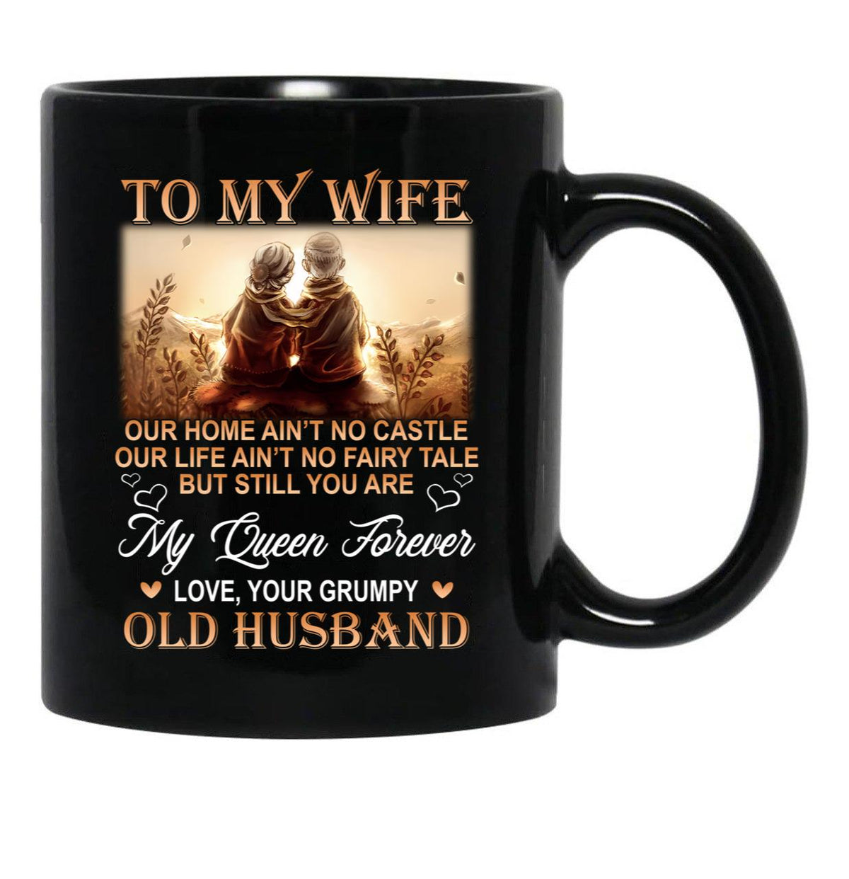To My Wife Old Husband Black Gift Coffee Mug - Black