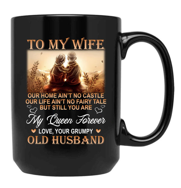 To My Wife Old Husband Black Gift Coffee Mug - Black