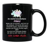 To My Wonderful Wife - Mrs. Text Black Gift Coffee Mug - Black