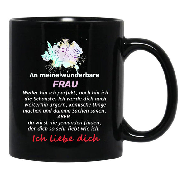 To My Wonderful Wife - Mrs. Text Black Gift Coffee Mug - Black