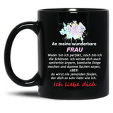 To My Wonderful Wife - Mrs. Text Black Gift Coffee Mug