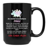 To My Wonderful Wife - Mrs. Text Black Gift Coffee Mug - Black