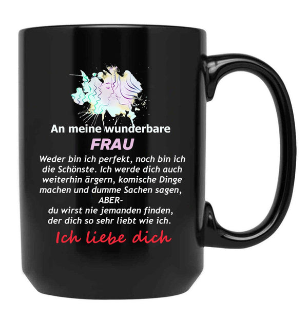 To My Wonderful Wife - Mrs. Text Black Gift Coffee Mug - Black