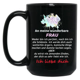 To My Wonderful Wife - Mrs. Text Black Gift Coffee Mug