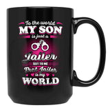To The World My Son Is Just A Jailer Black Gift Coffee Mug - Black