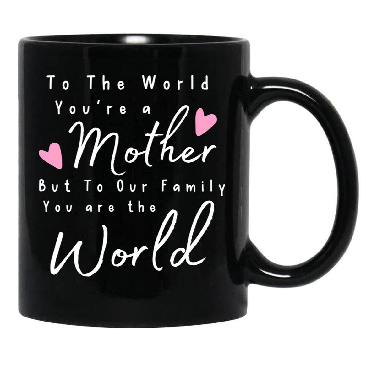 To The World You Are A Mother But To Our Family You Are The World Mug Black Gift Coffee Mug - Black