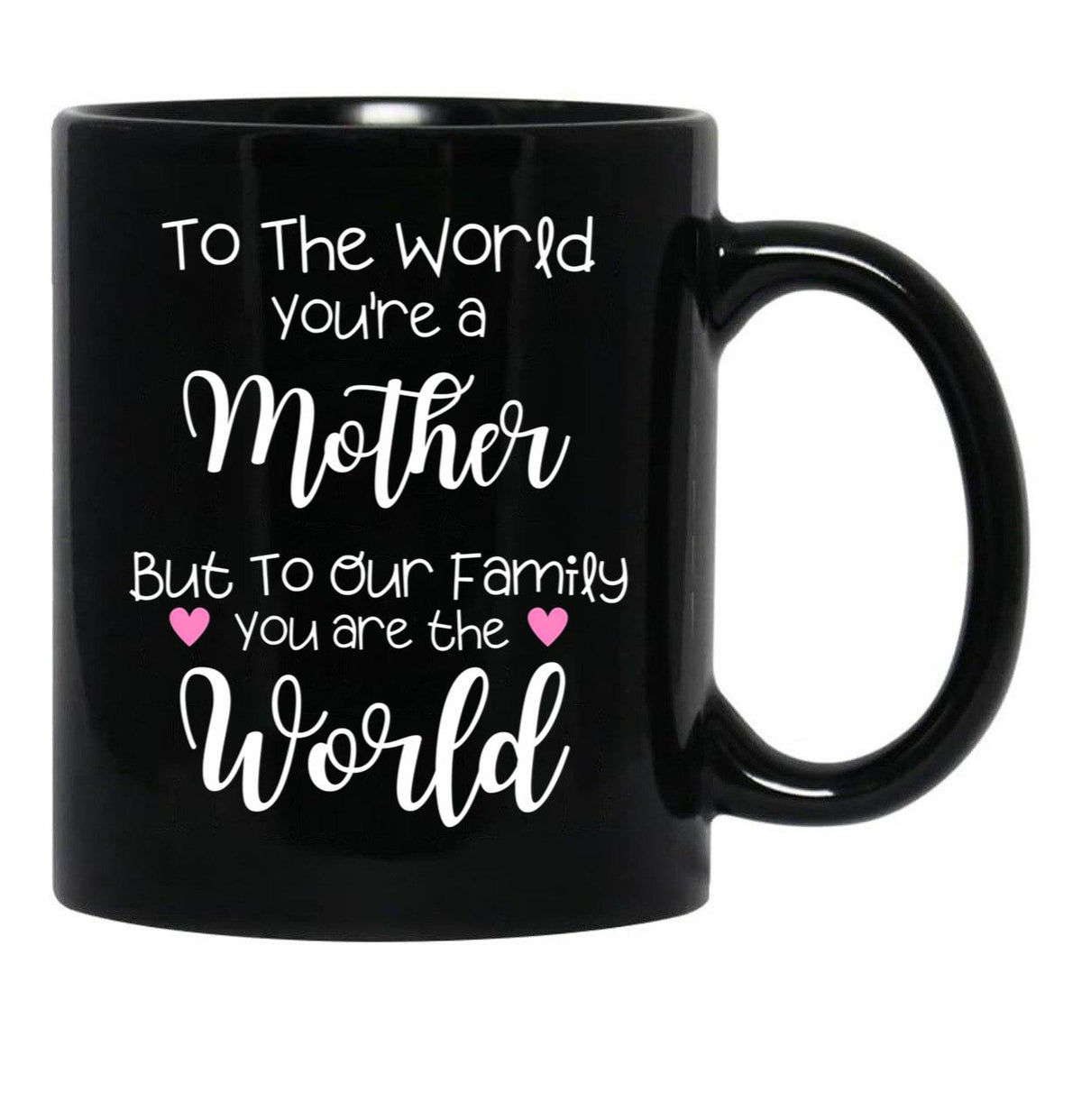 To The World You Are A Mother But To Our Family You Are The World Black Gift Coffee Mug - Black