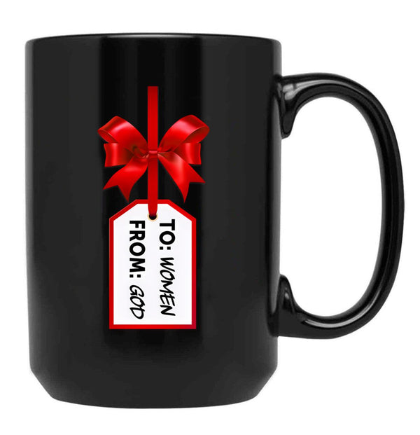 To Women From God God'S Gift Funny Christmas Ugly Sweater Black Gift Coffee Mug - Black