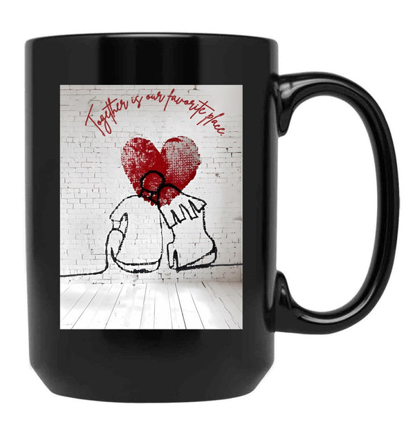 Together Is Our Favorite Place Black Gift Coffee Mug - Black
