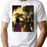 Two Fantasy Lovers And An Anime Onlooker - Experimental Mixed Style Art Bootleg Graphic T-Shirt - White
