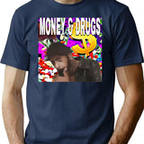 Viper Money Drugs Bootleg Graphic T-Shirt - Navy