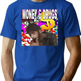 Viper Money Drugs Bootleg Graphic T-Shirt - Blue
