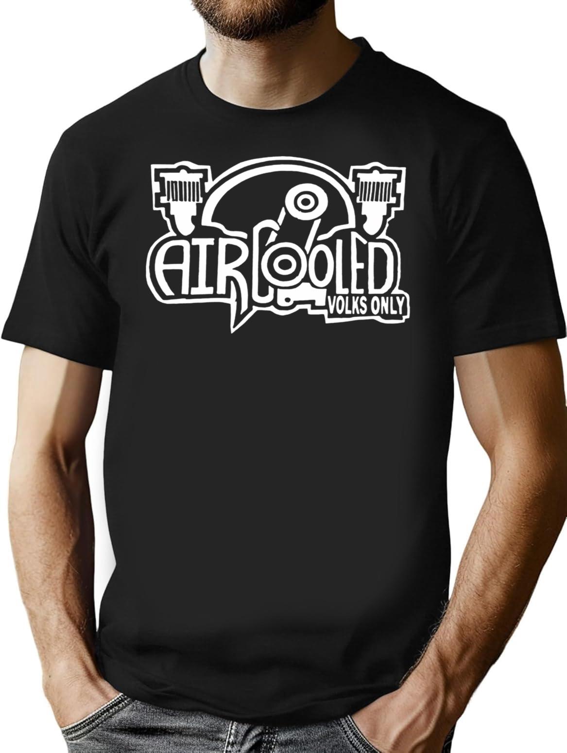 White Aircooled Vdub Veedub Classic Car T-Shirt - Black