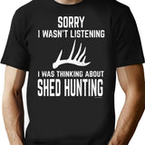 Whitetail Deer Antler Shed Hunting - Funny T-Shirt - Black