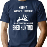 Whitetail Deer Antler Shed Hunting - Funny T-Shirt - Navy
