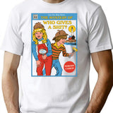 Who Gives A Sht T-Shirt - Retro Graphic Tee for Men & Women - White